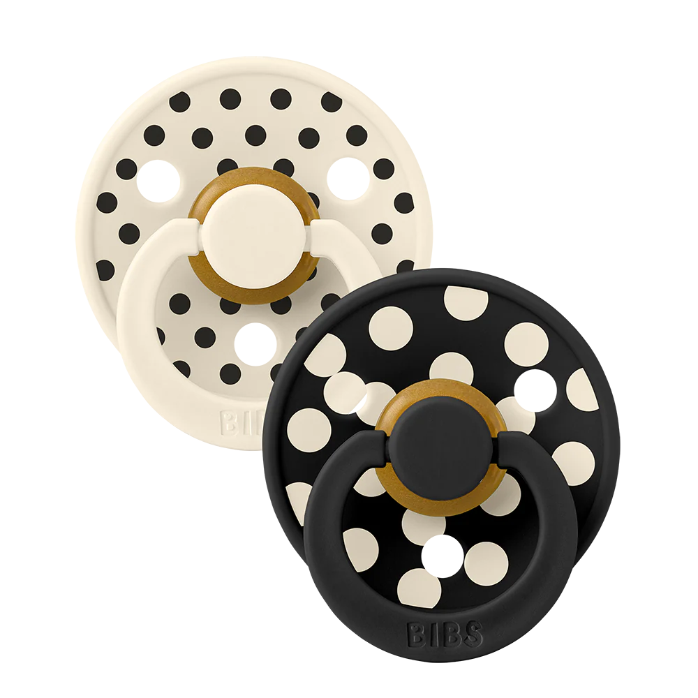 Bibs STUDIO Colour Dummies Polka - Ivory/Black (2 Pack)