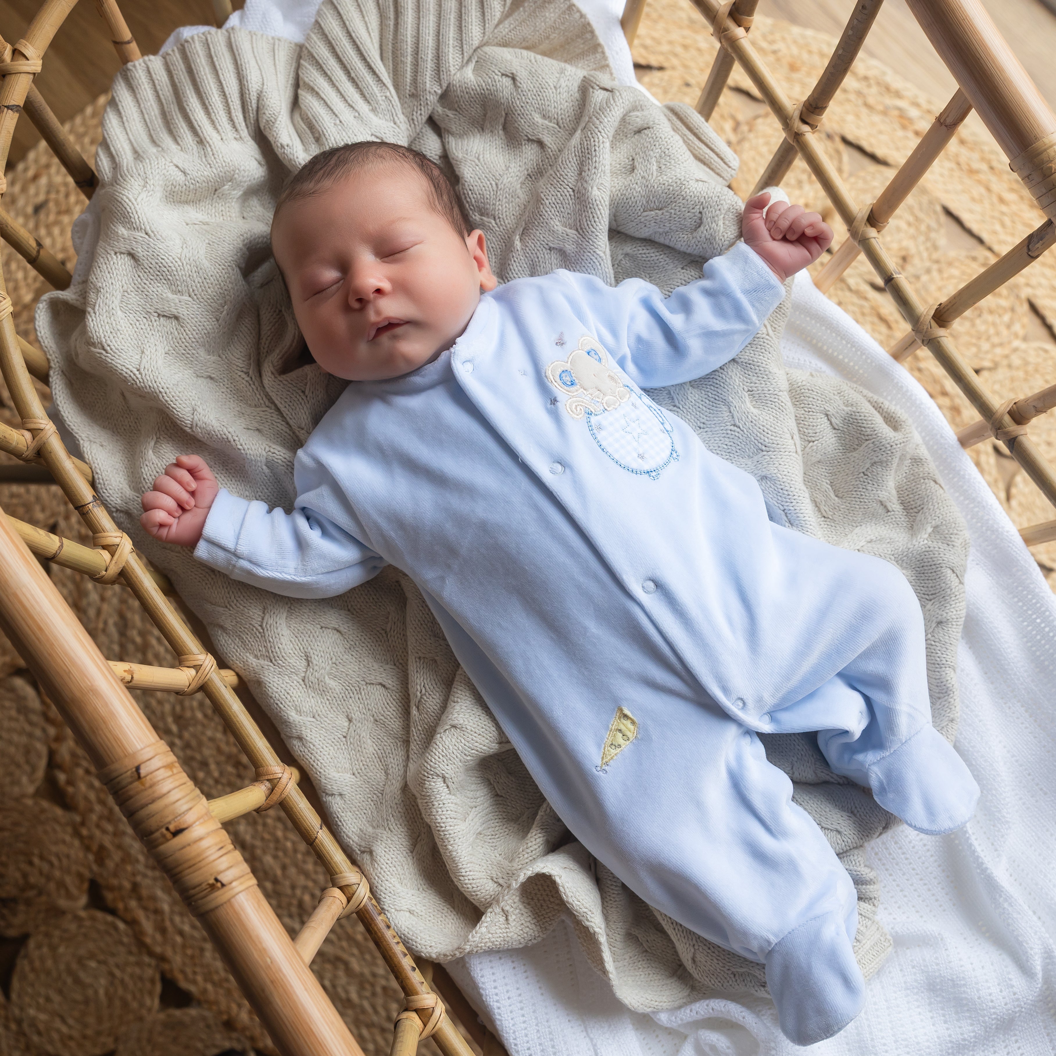 Mouse & Tea Cup Velour Sleepsuit