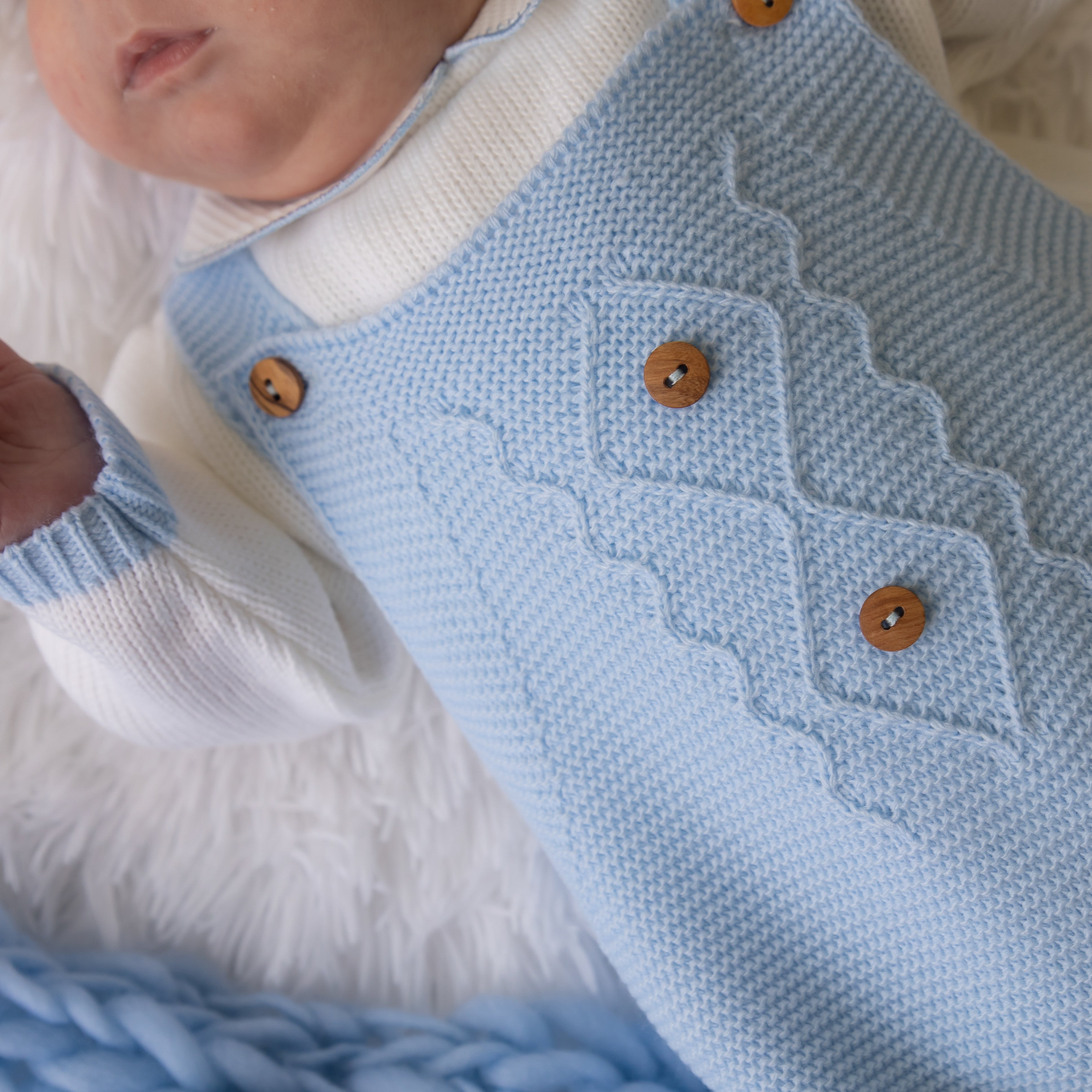 Casual Blue White Dungaree Style Baby Romper
