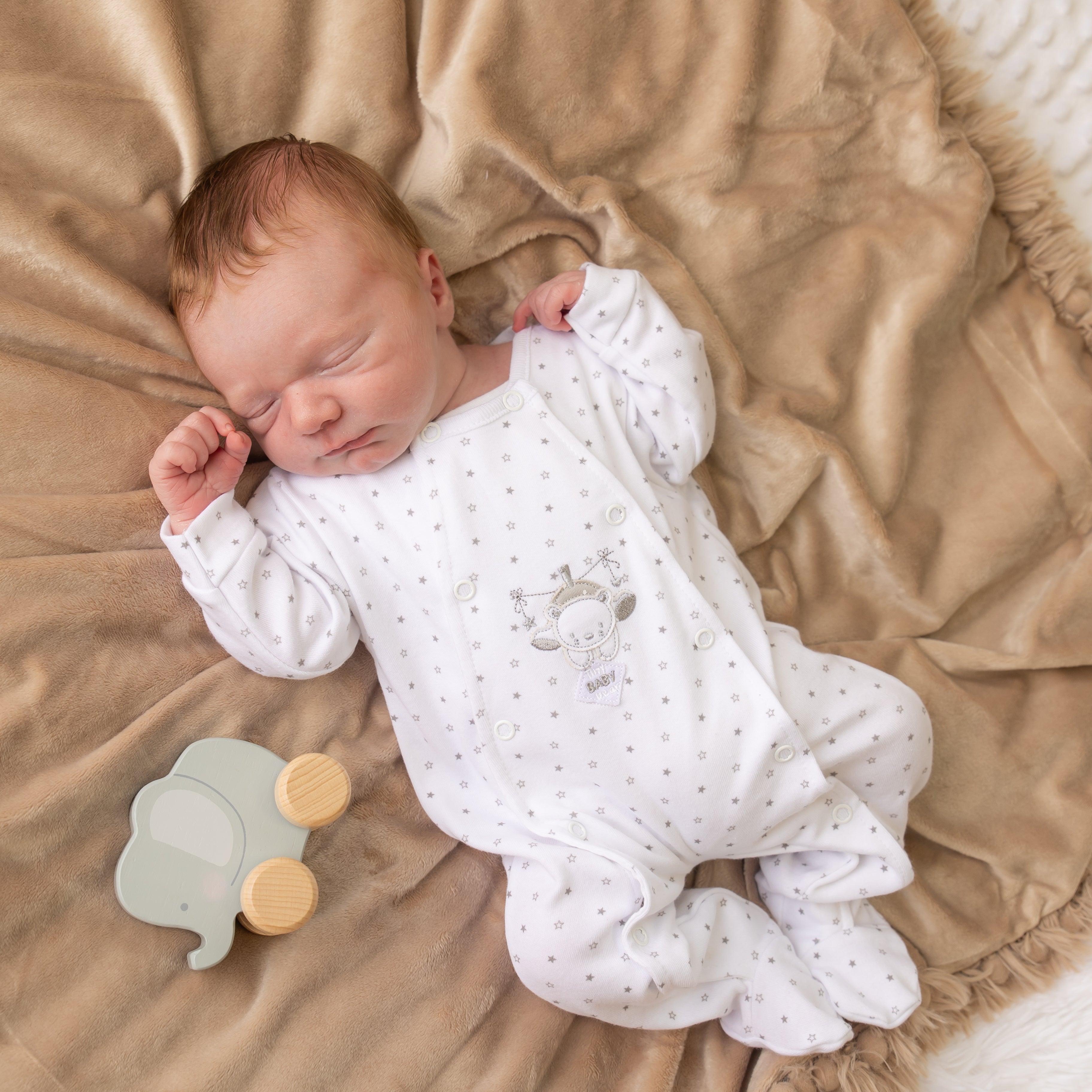 Hanging Bear Star Print Sleepsuit