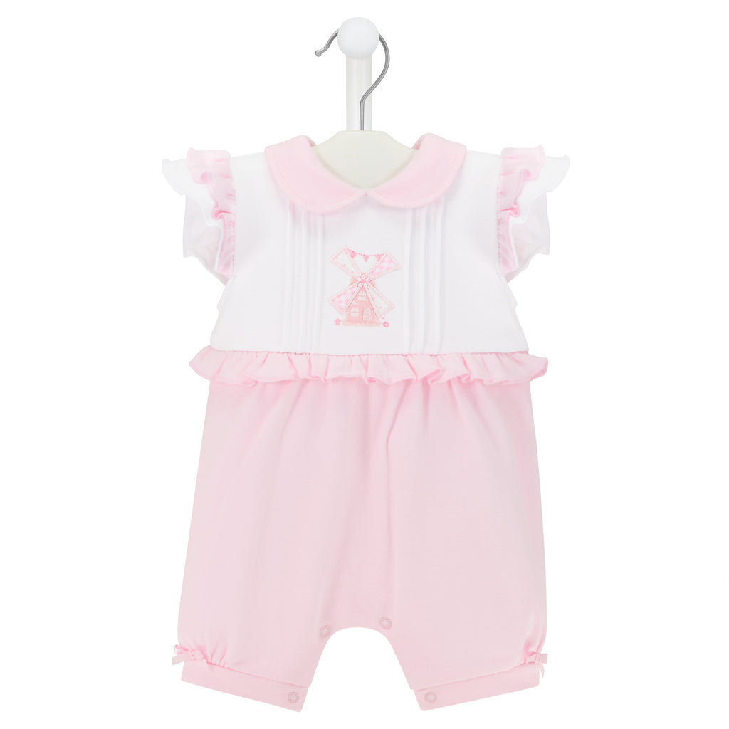 Pink Windmill Ruffle Romper