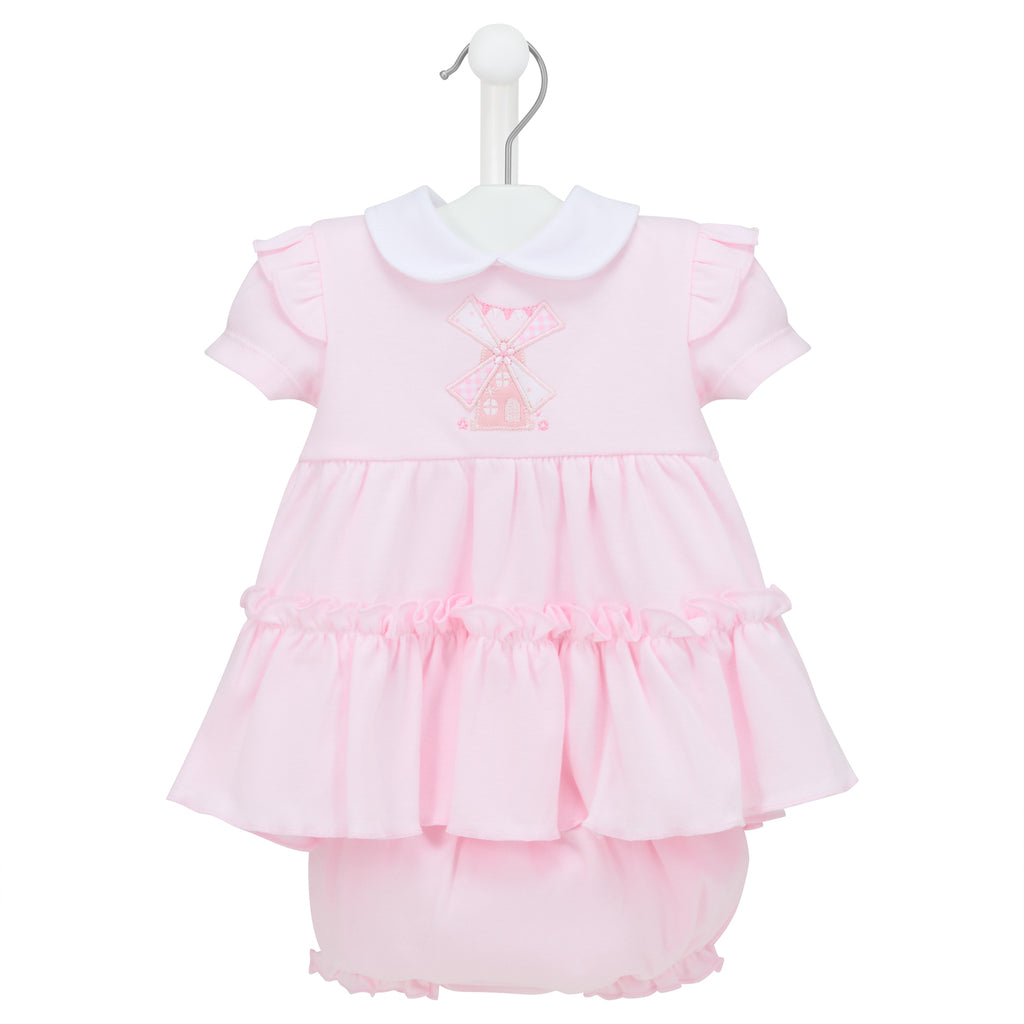 Pink Windmill Dress & Pants Set
