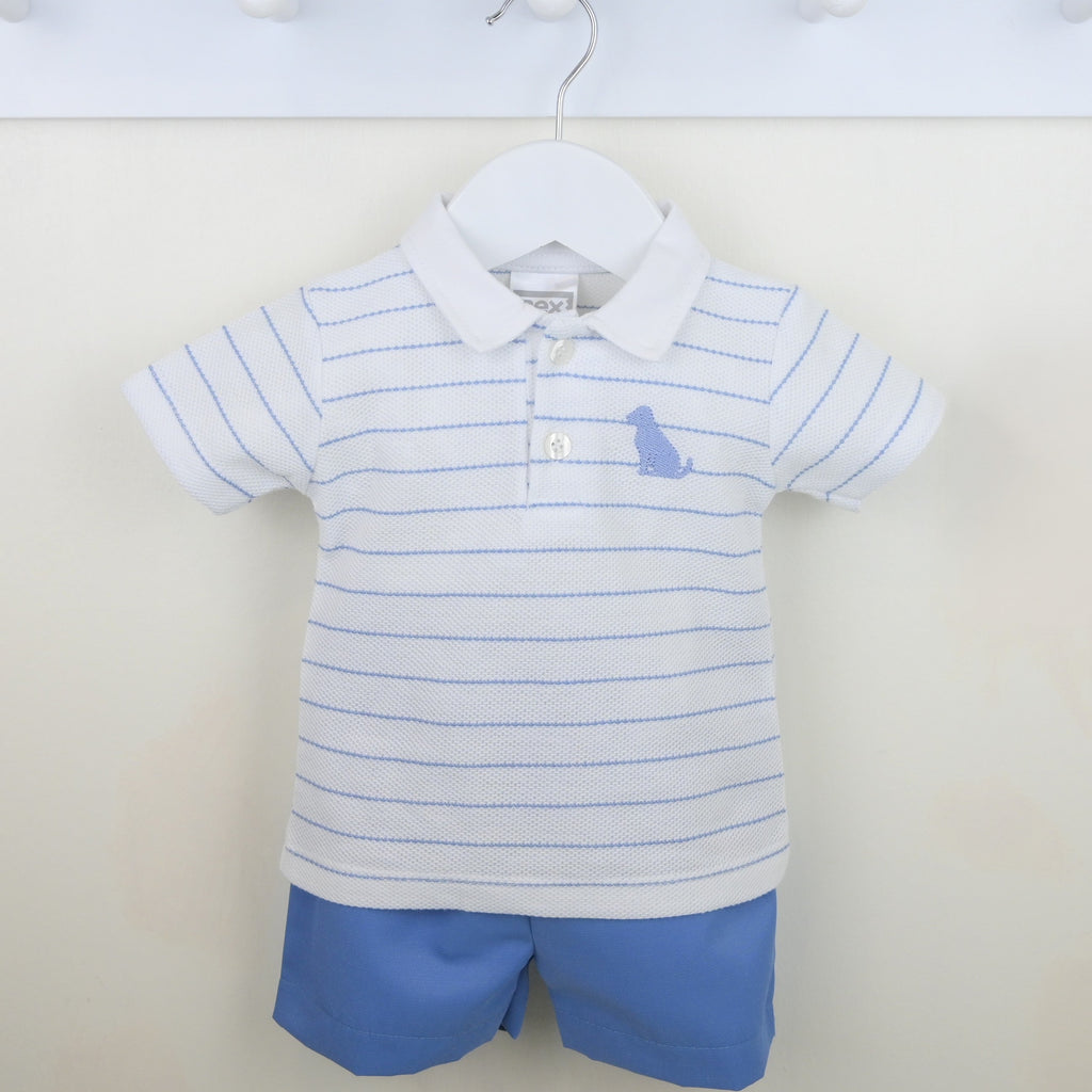 Blue and White Benji Shorts Set