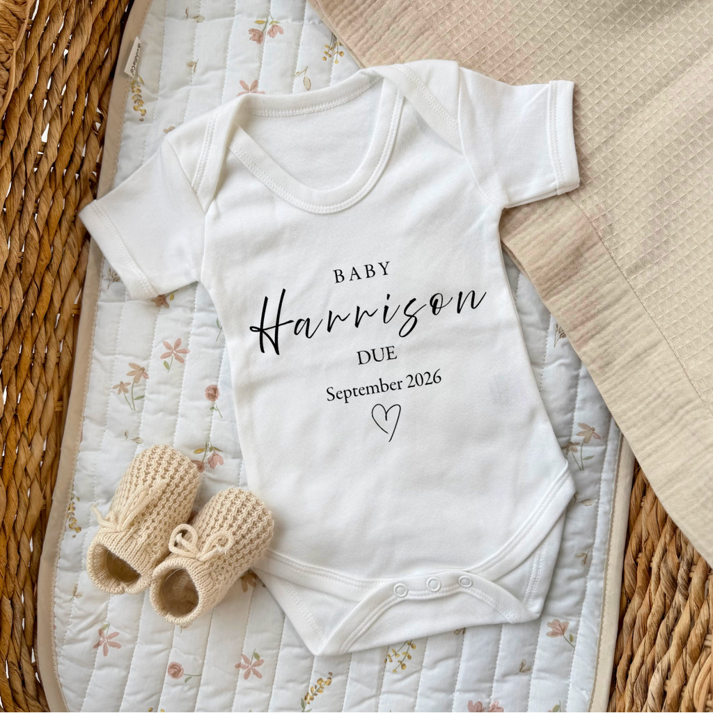 Personalised 'Baby... Due' Announcement Vest