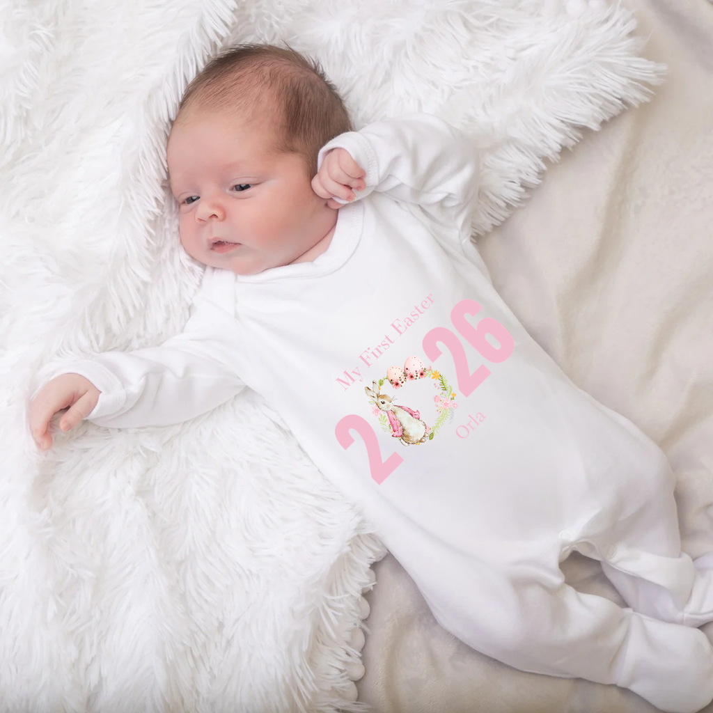 'My First Easter' Flopsy Rabbit Wreath Sleepsuit