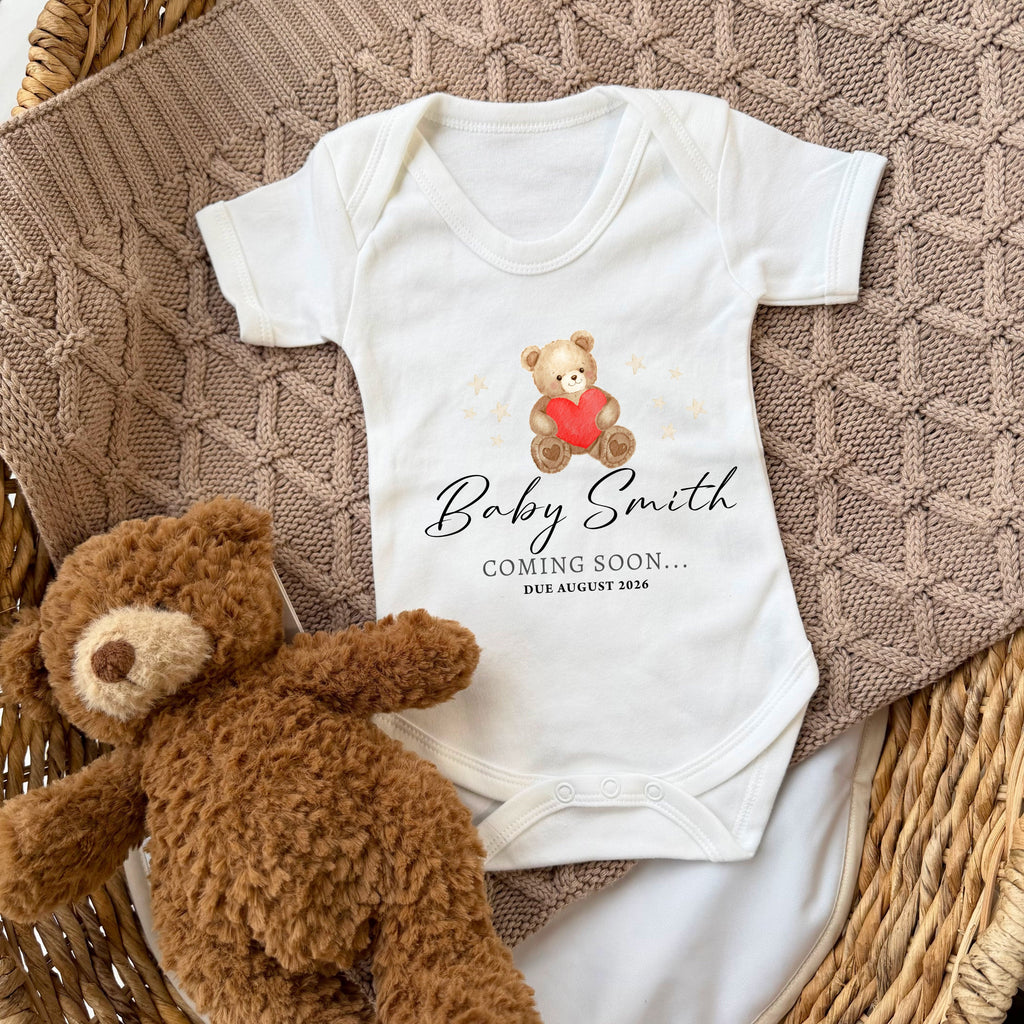 Personalised 'Baby... Due' Bear Announcement Vest