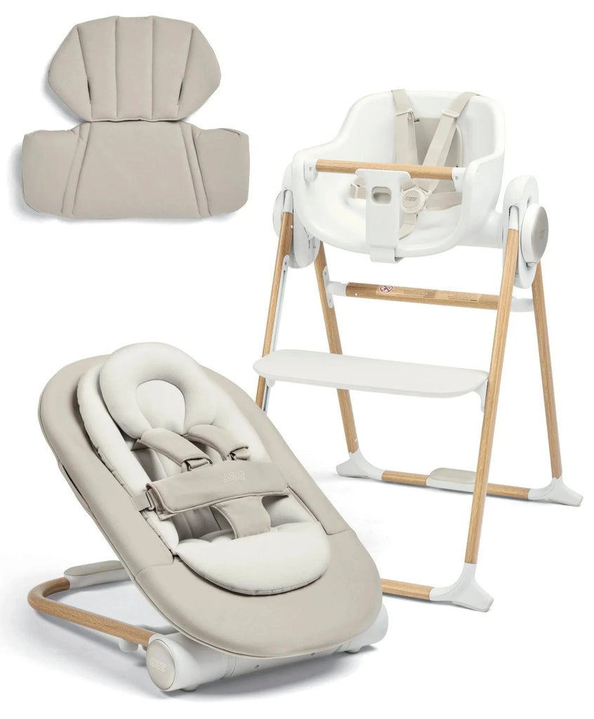 Mamas & Papas Eno Highchair, Bouncer & Cushion Complete Bundle - Cashmere