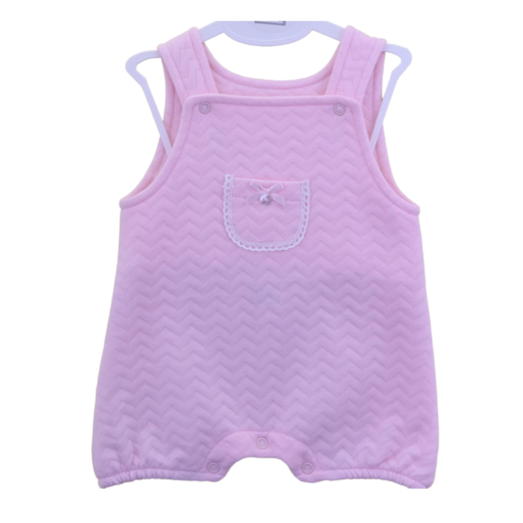 Quilted Dungarees Bow Pocket