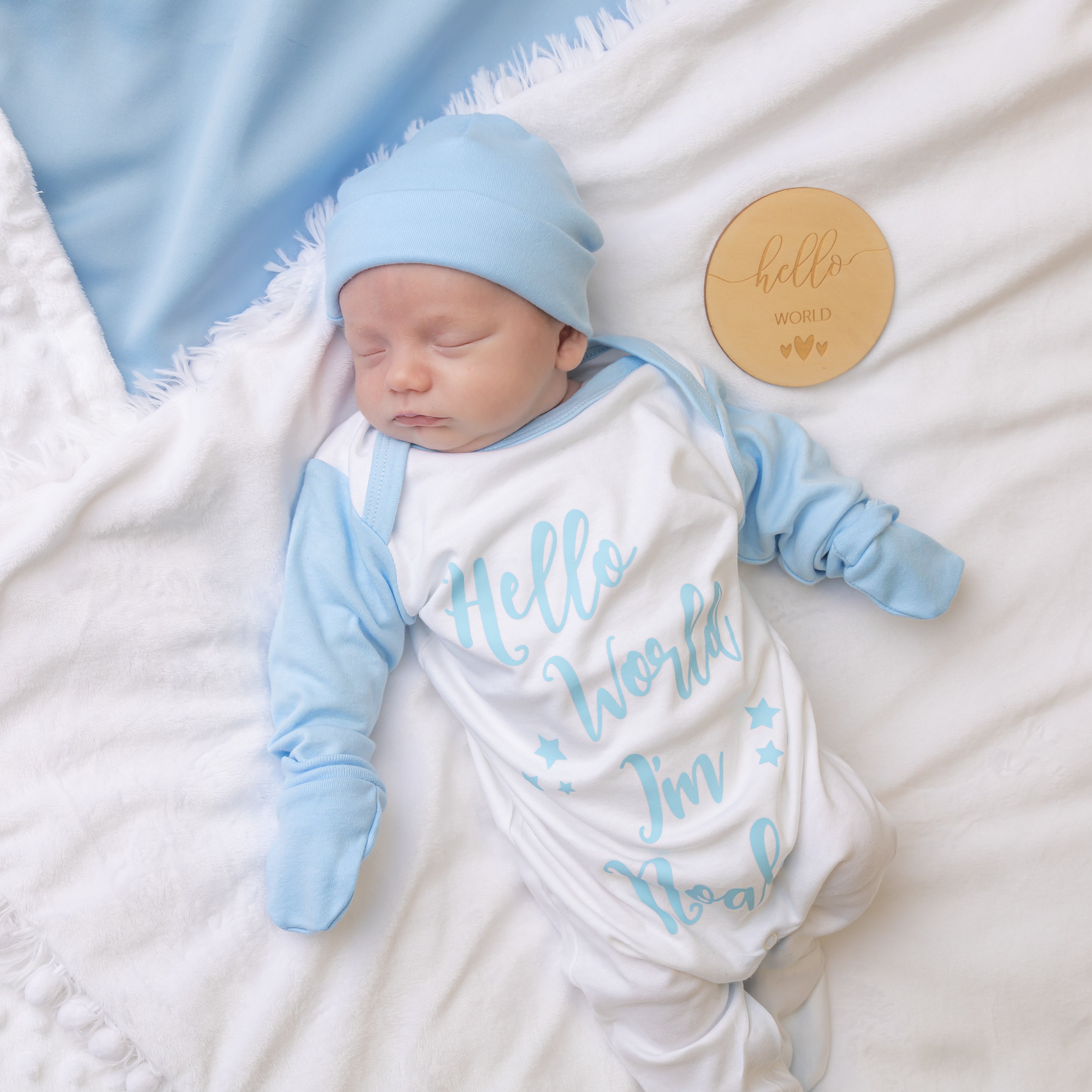 Hello World Im... Contrast Sleepsuit Set