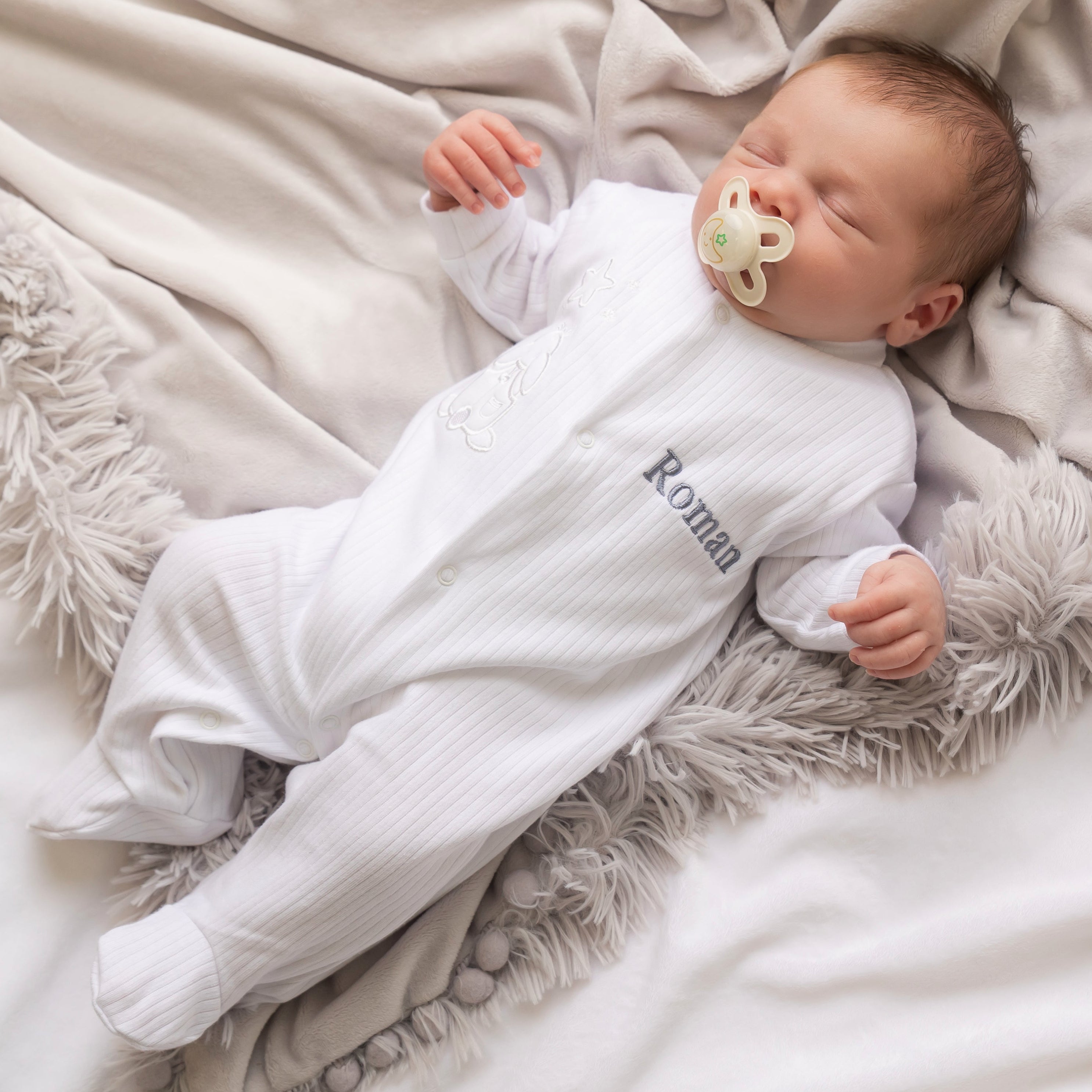 Rabbit & Star Ribbed Sleepsuit