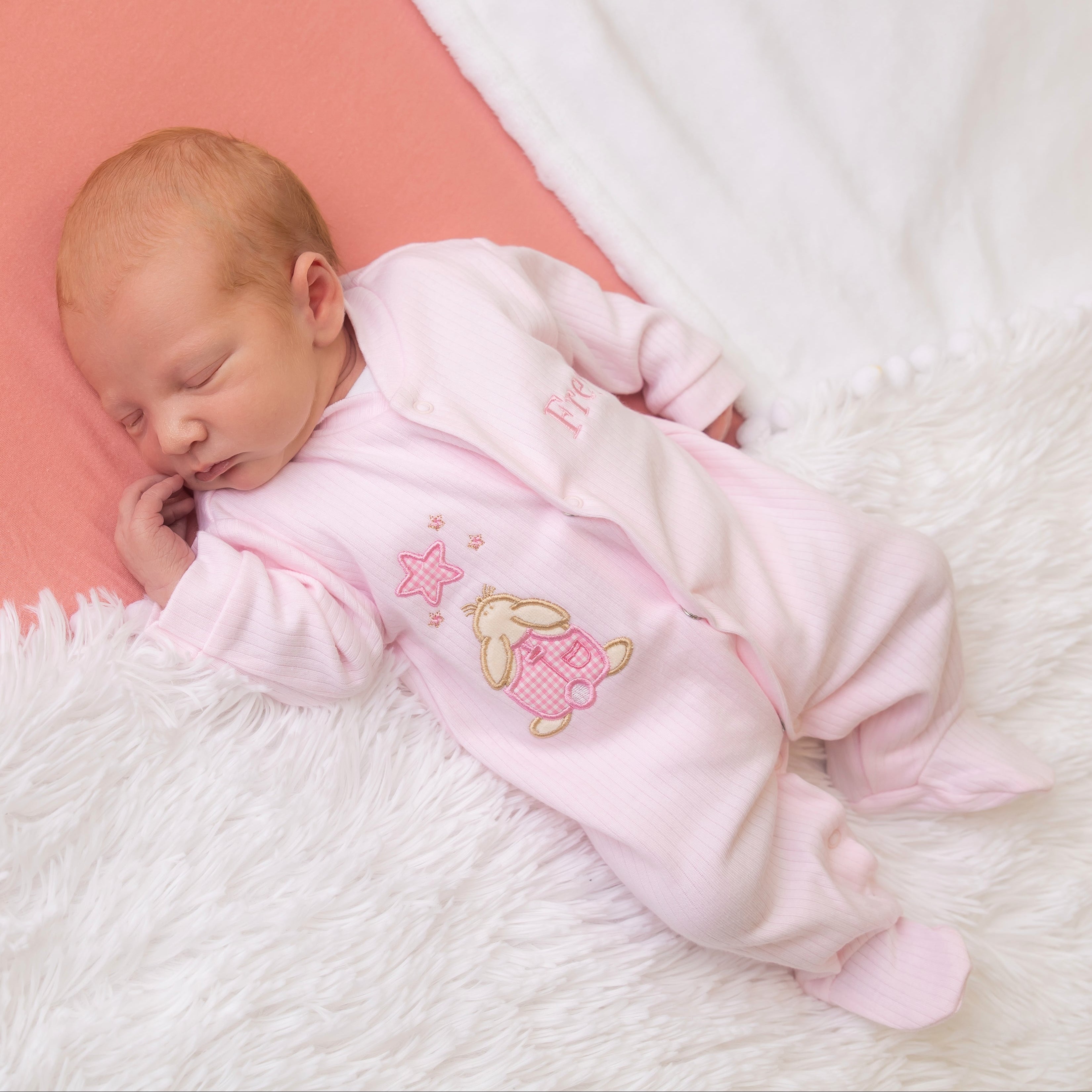 Rabbit & Star Ribbed Sleepsuit