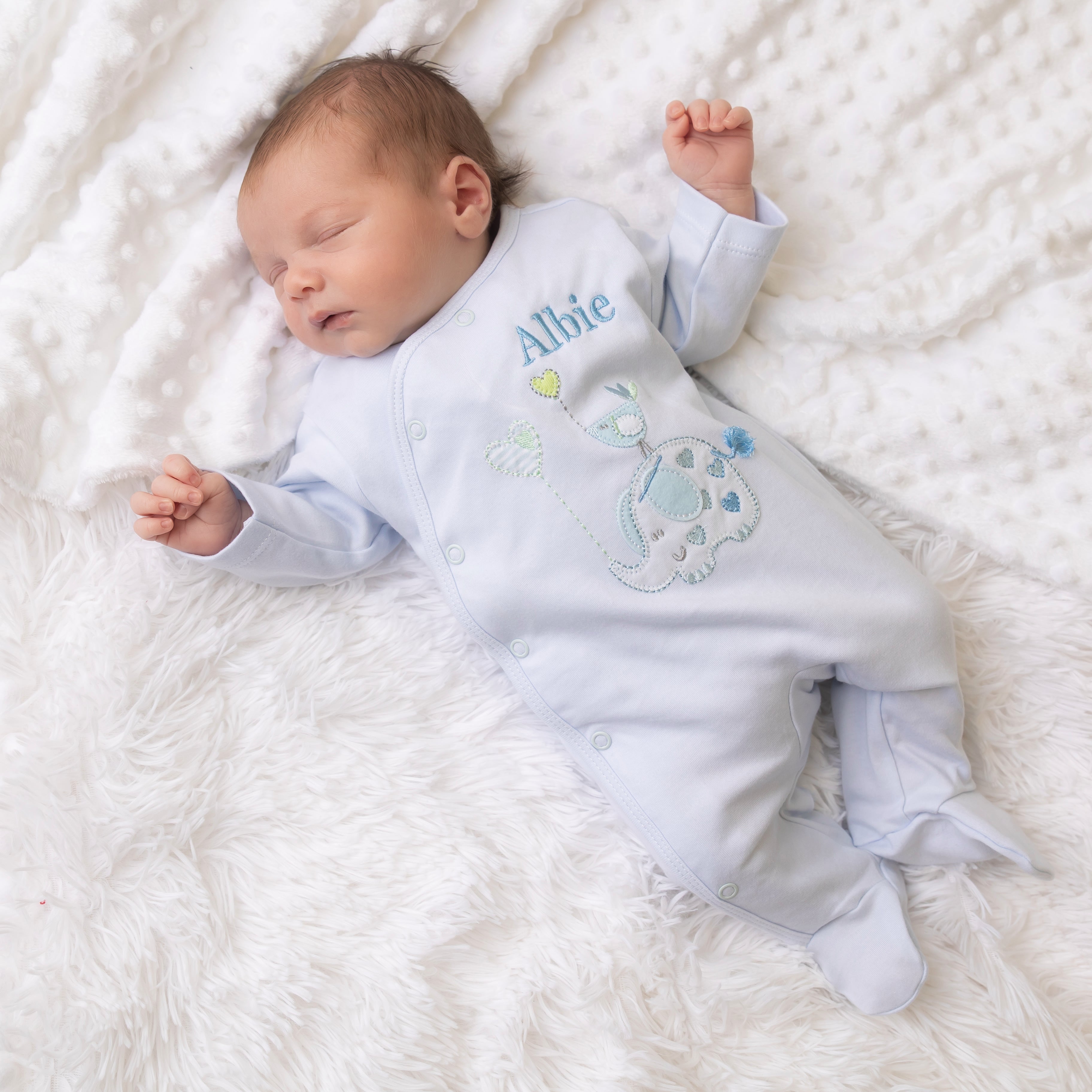 Elephant & Bird Cotton Sleepsuit