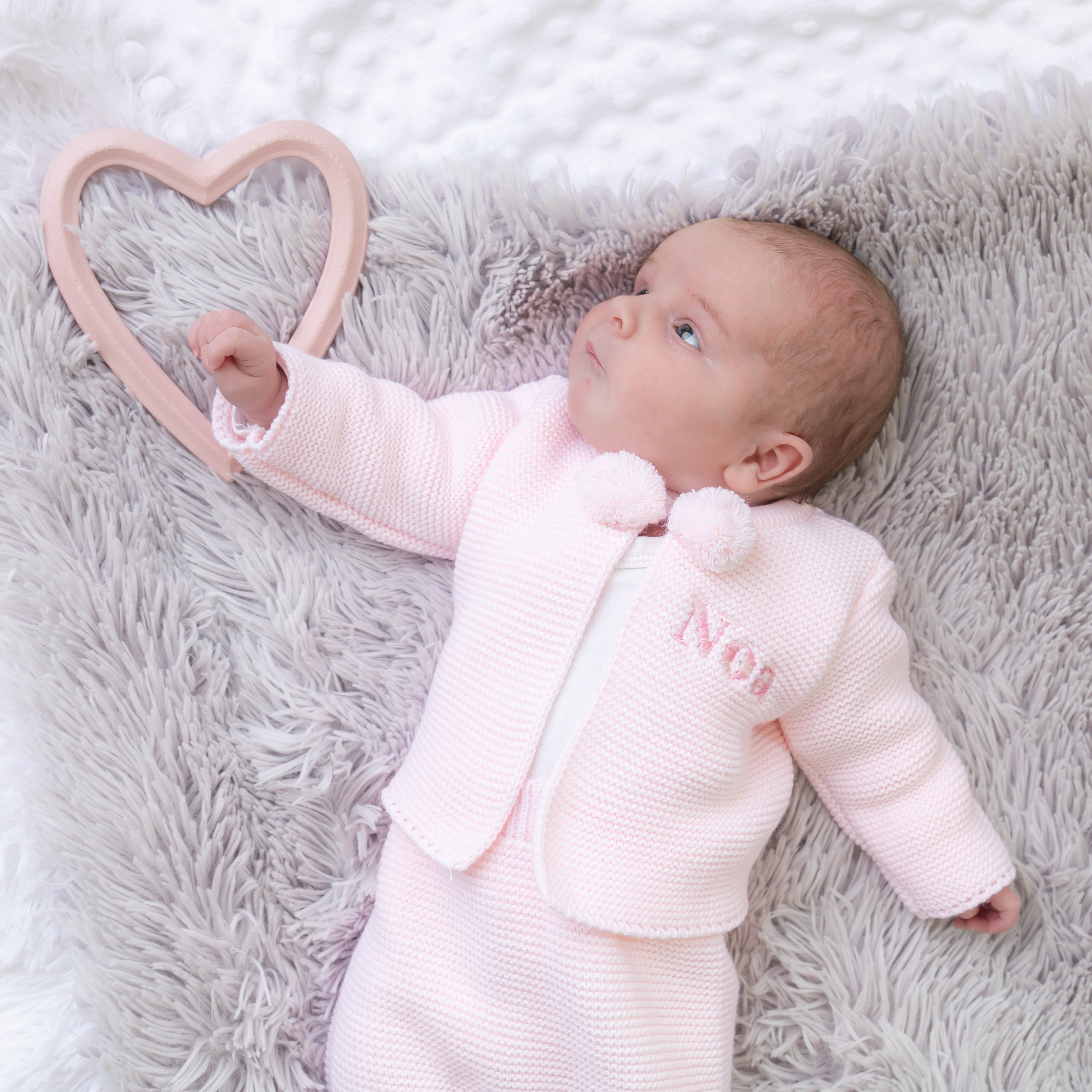 Pink Knitted Pom Pom Two Piece Outfit Millie Ralph