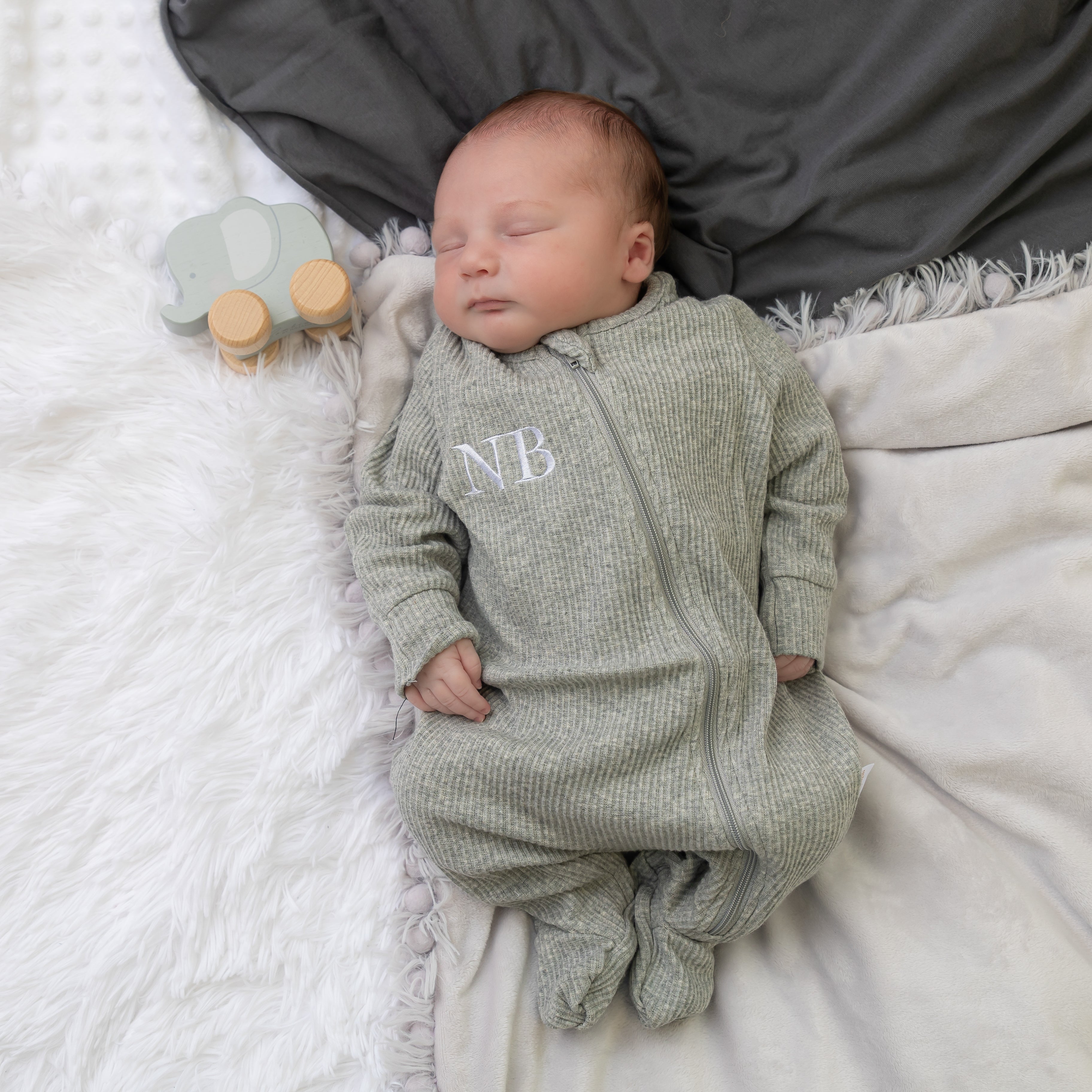 Ribbed Embroidered Sleepsuit