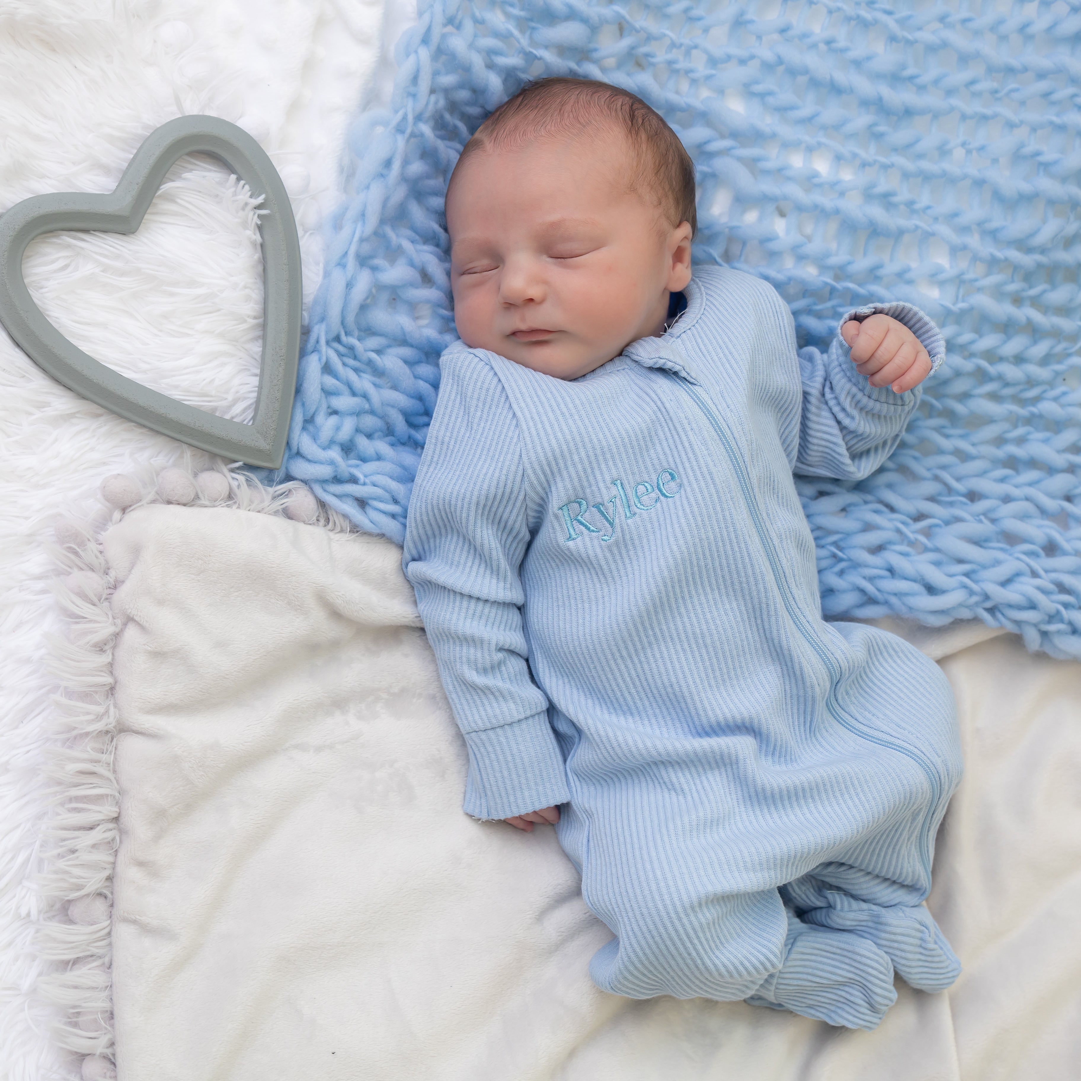 Ribbed Embroidered Sleepsuit