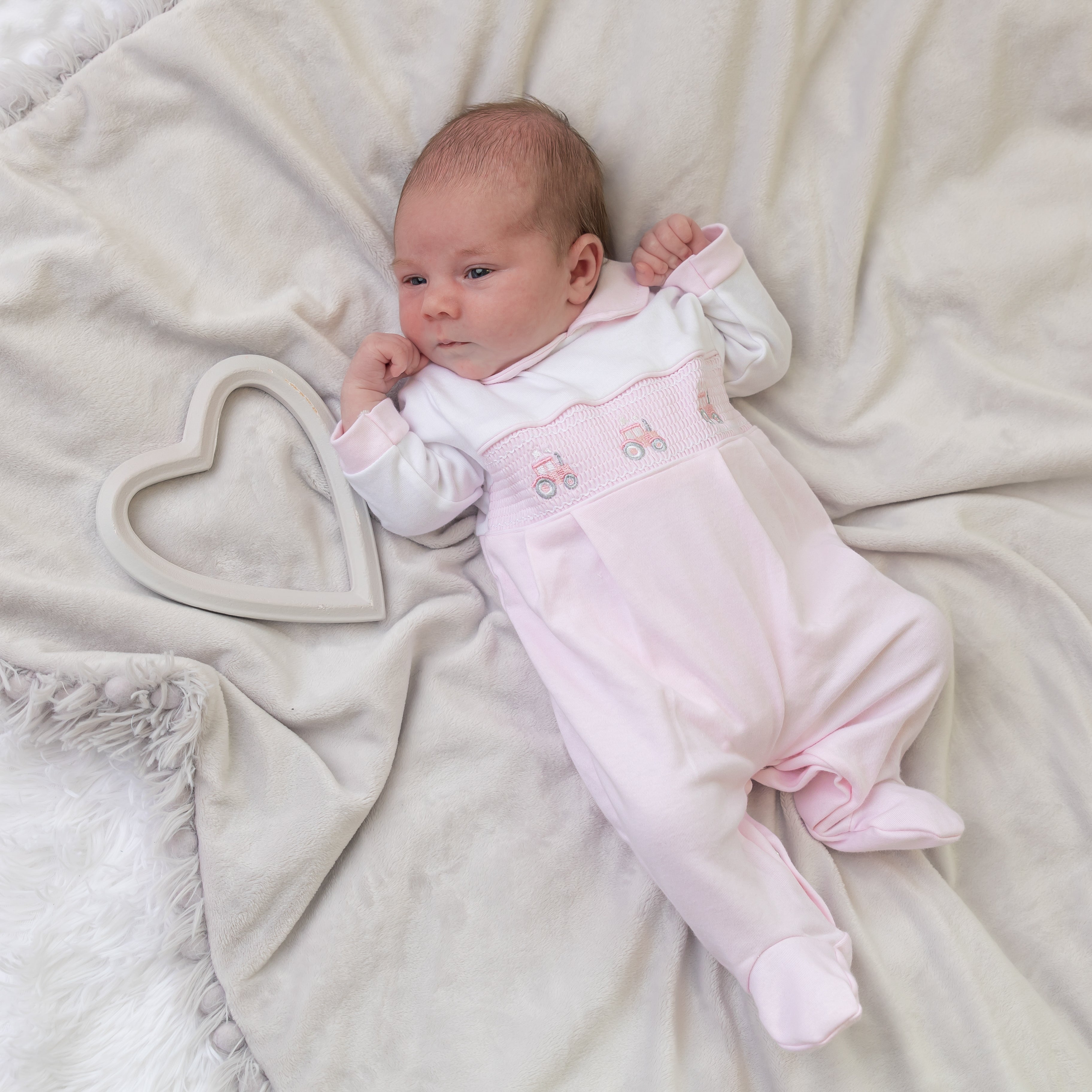 Little Tractor Smocked Sleepsuit