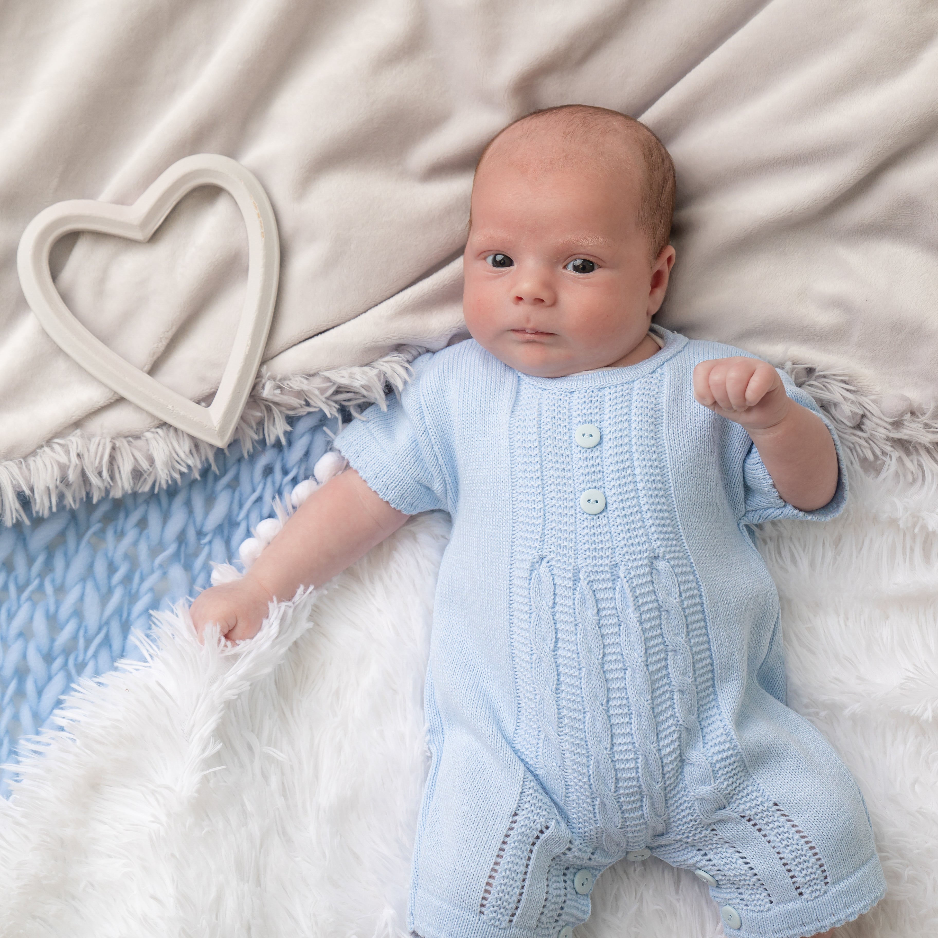 Blue Cable Knitted Romper – Millie Ralph - Main Image