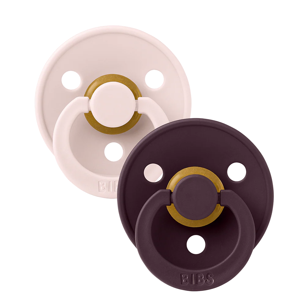 Bibs Colour Latex Pacifiers -Petal/Plum (2 Pack) – Millie & Ralph