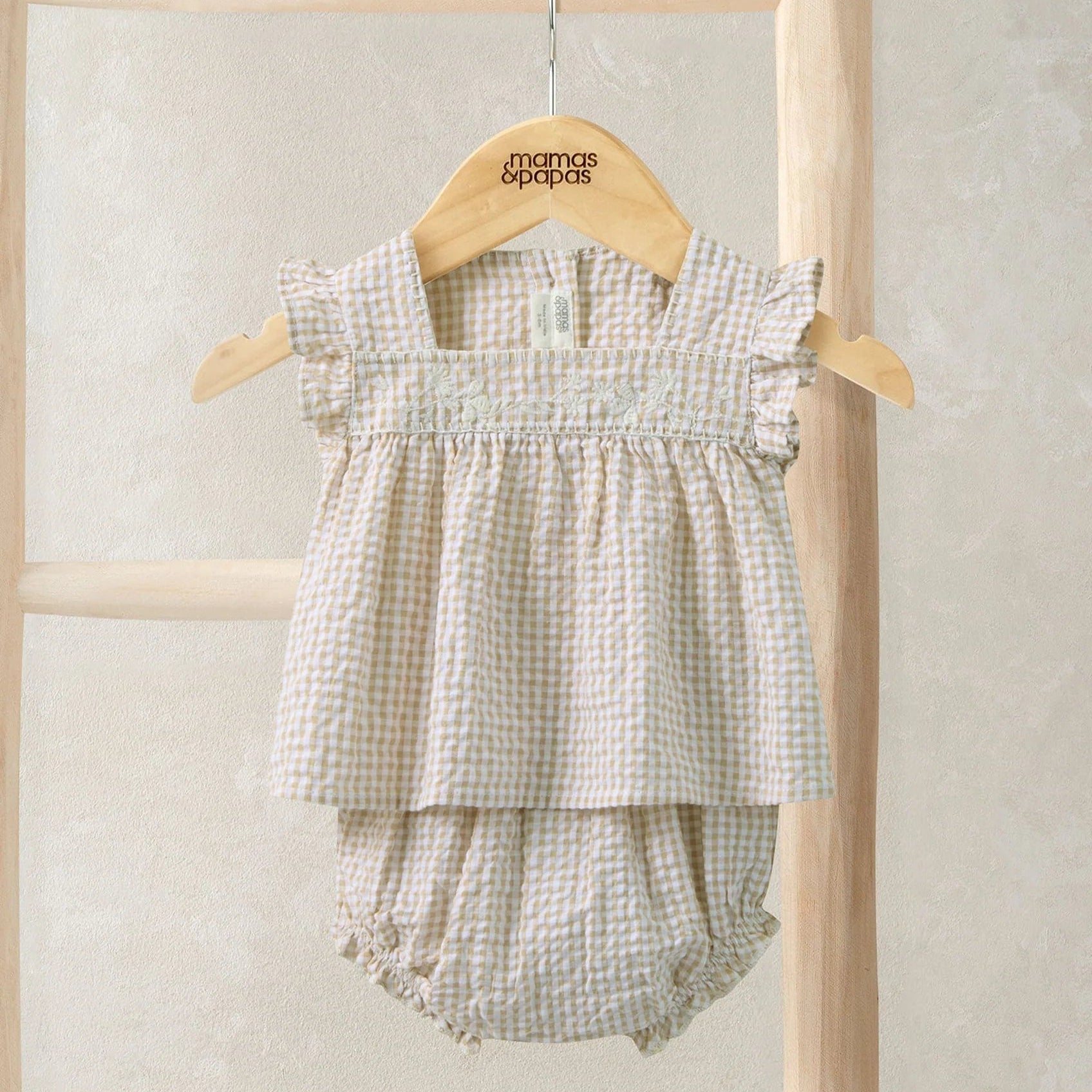 Mamas & Papas Pink Gingham Blouse & Bloomers