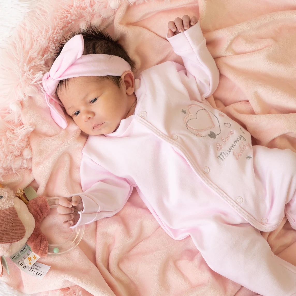 I Love My Mummy Daddy Pink Cotton Sleepsuit Millie Ralph