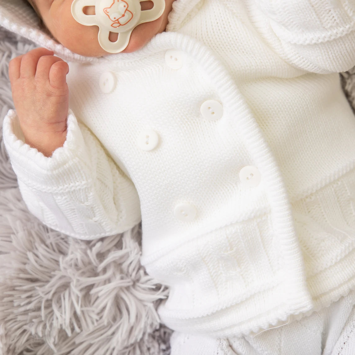 Unisex White Knitted Baby Jacket Millie Ralph