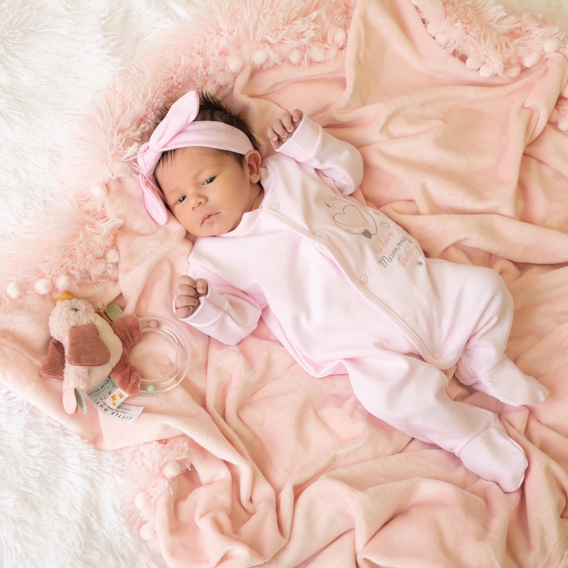 I Love My Mummy Daddy Pink Cotton Sleepsuit