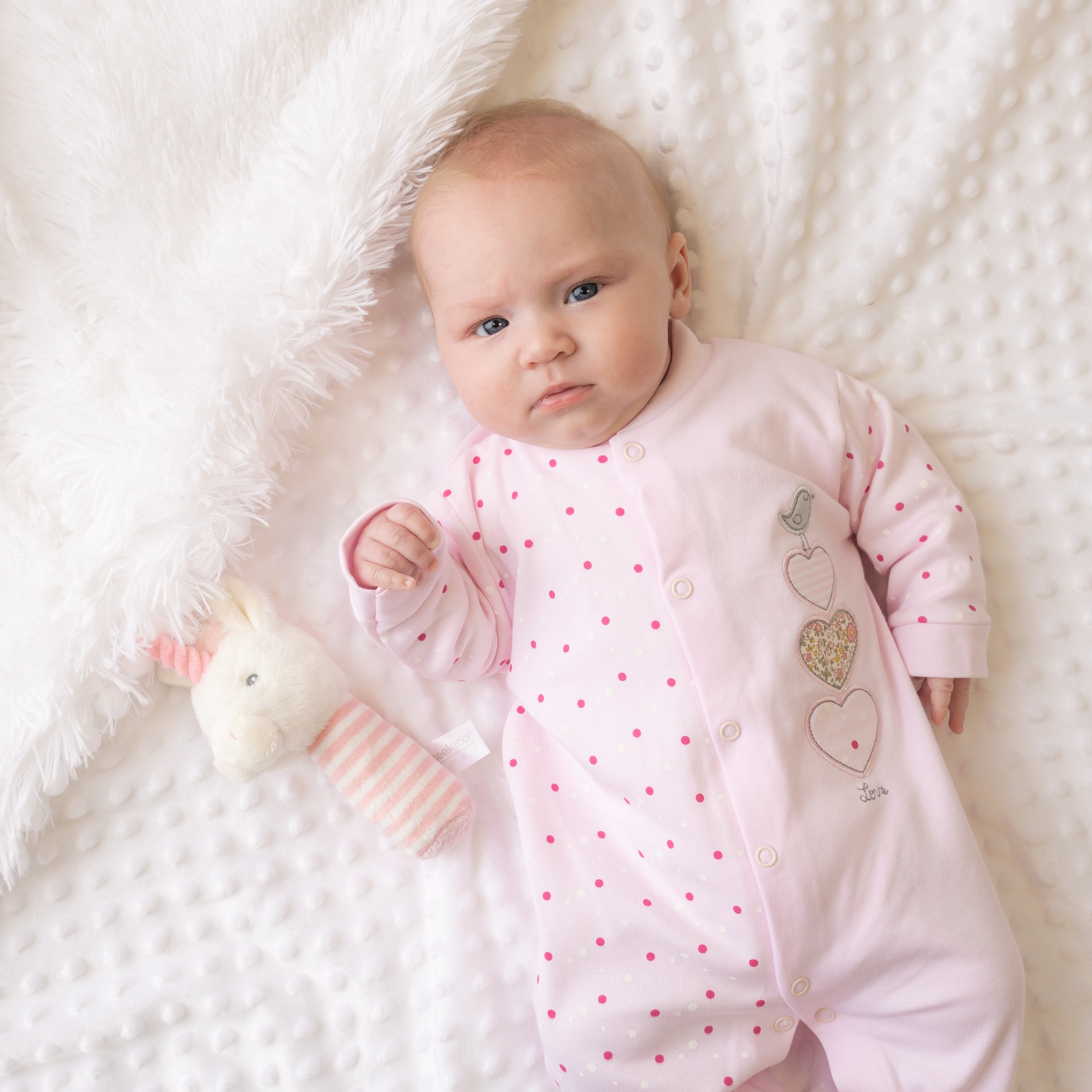 Triple Hearts Cotton Sleepsuit