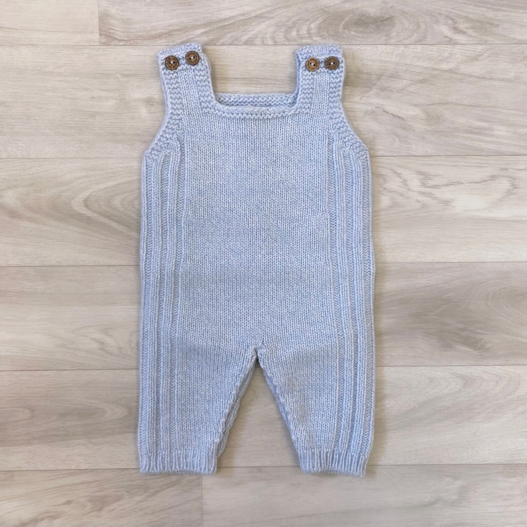 Blue Wool Knit Dungarees
