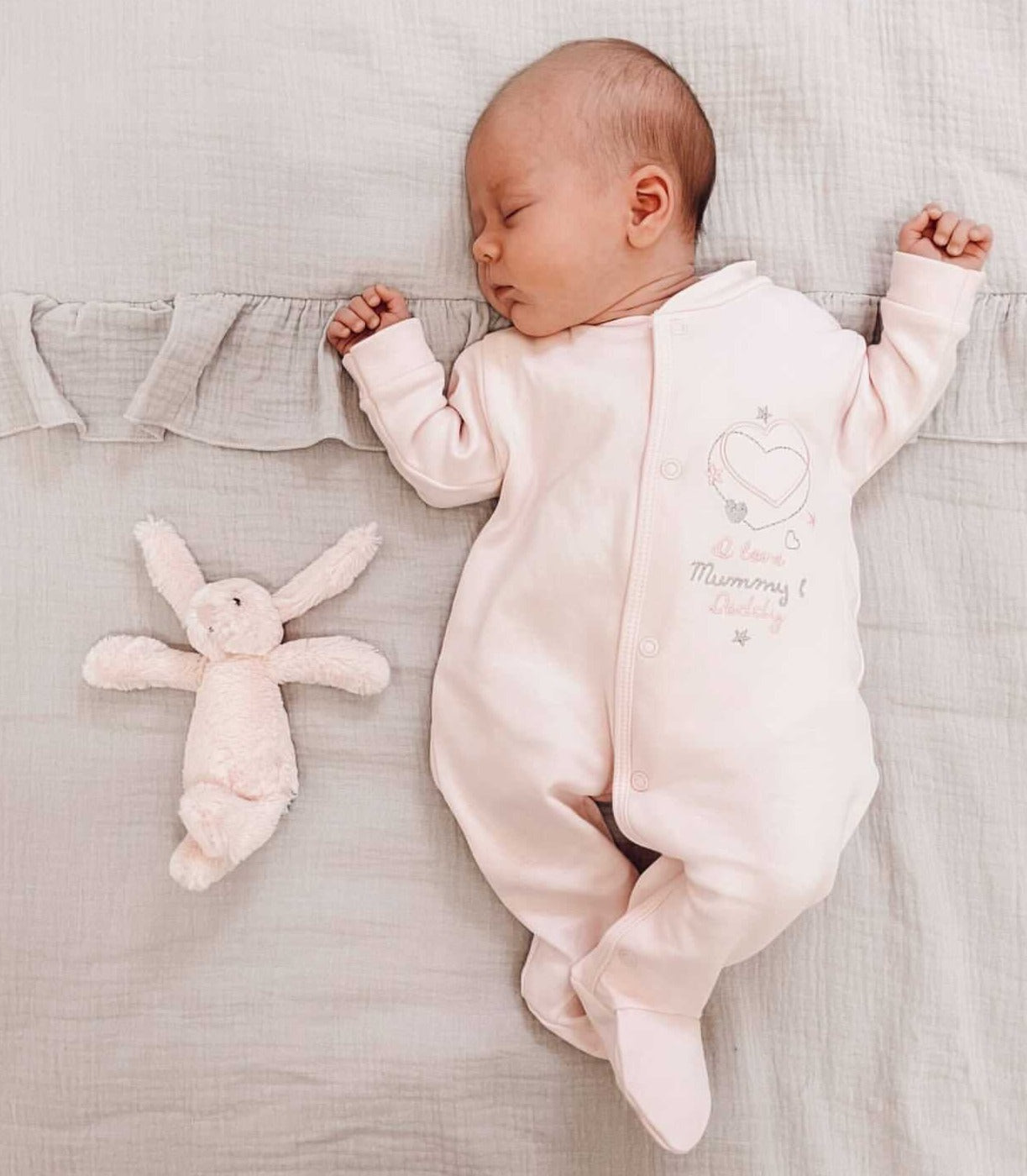 I Love My Mummy Daddy' Pink Cotton Sleepsuit – Millie Ralph