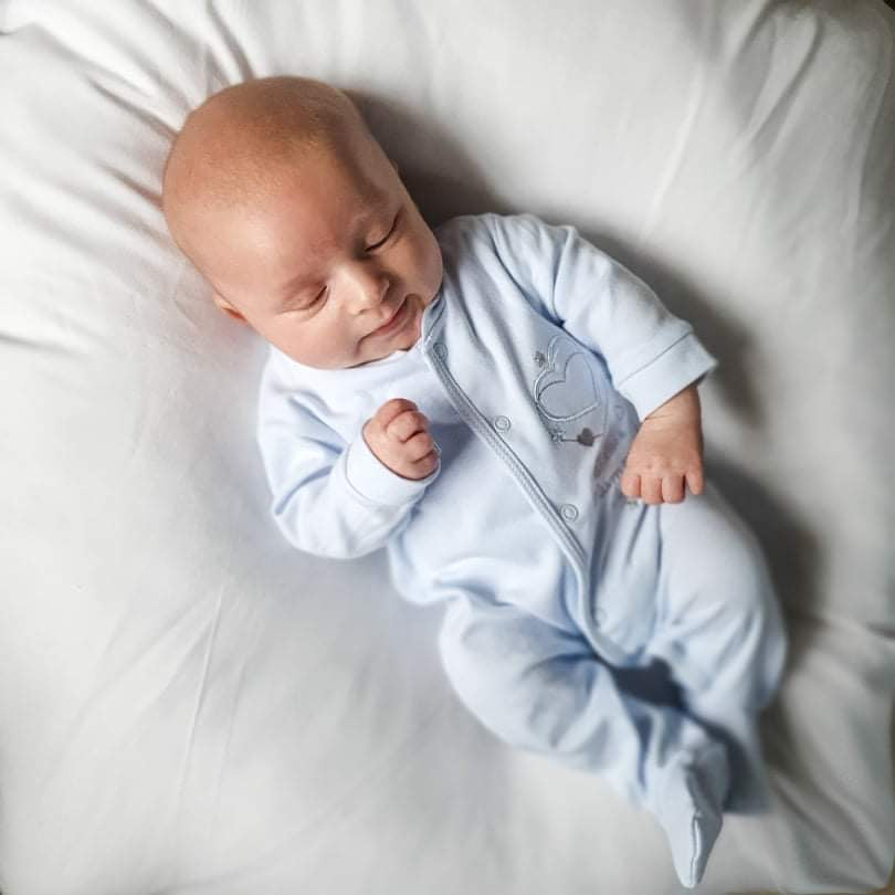 'I love my Mummy & Daddy' blue cotton sleepsuit