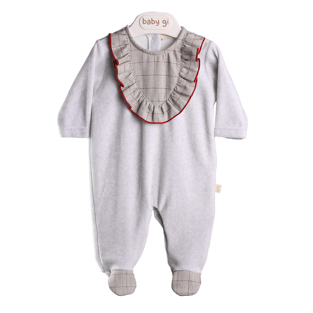 Grey Velour Frill Chest All One