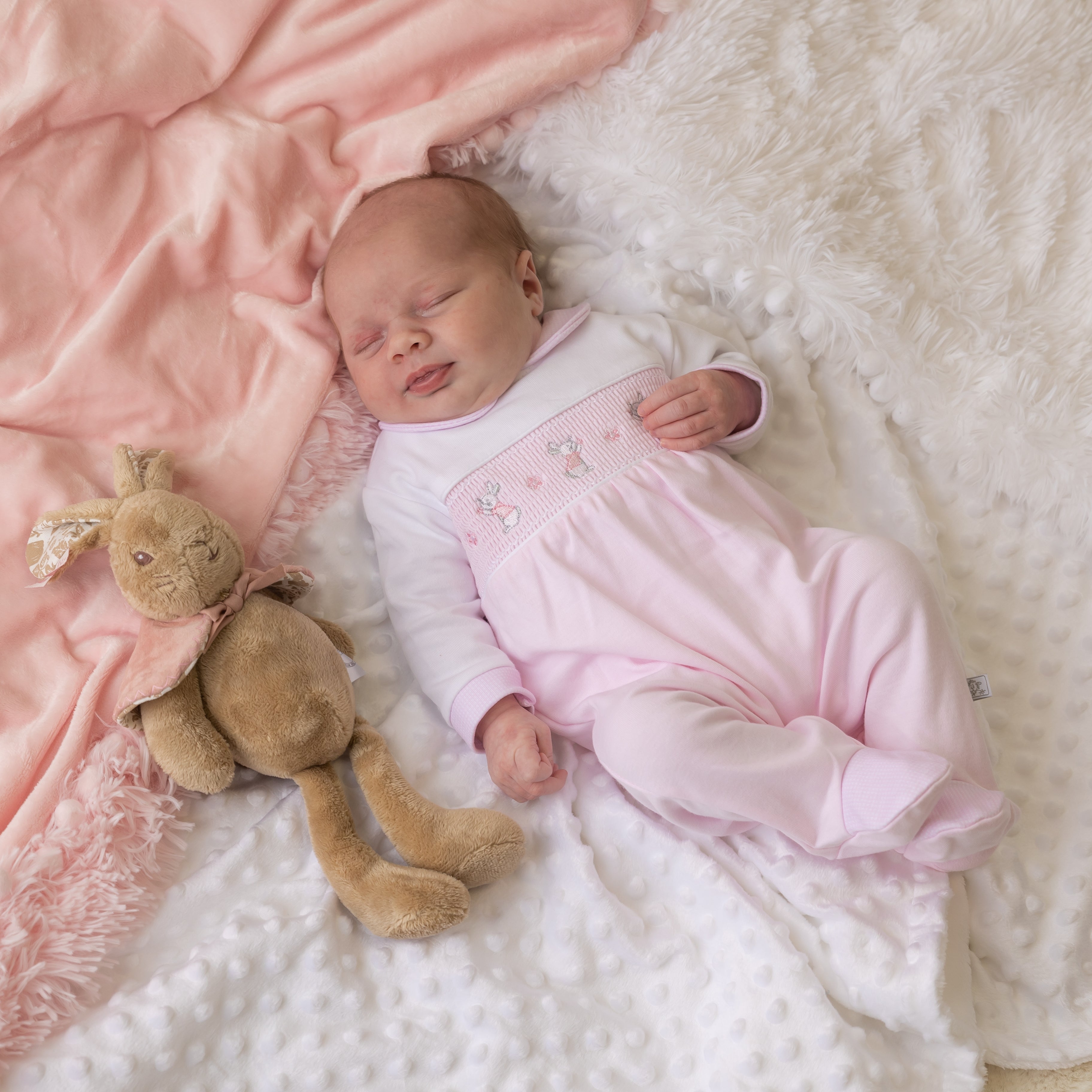 Bunny & Flower Smocked Sleepsuit