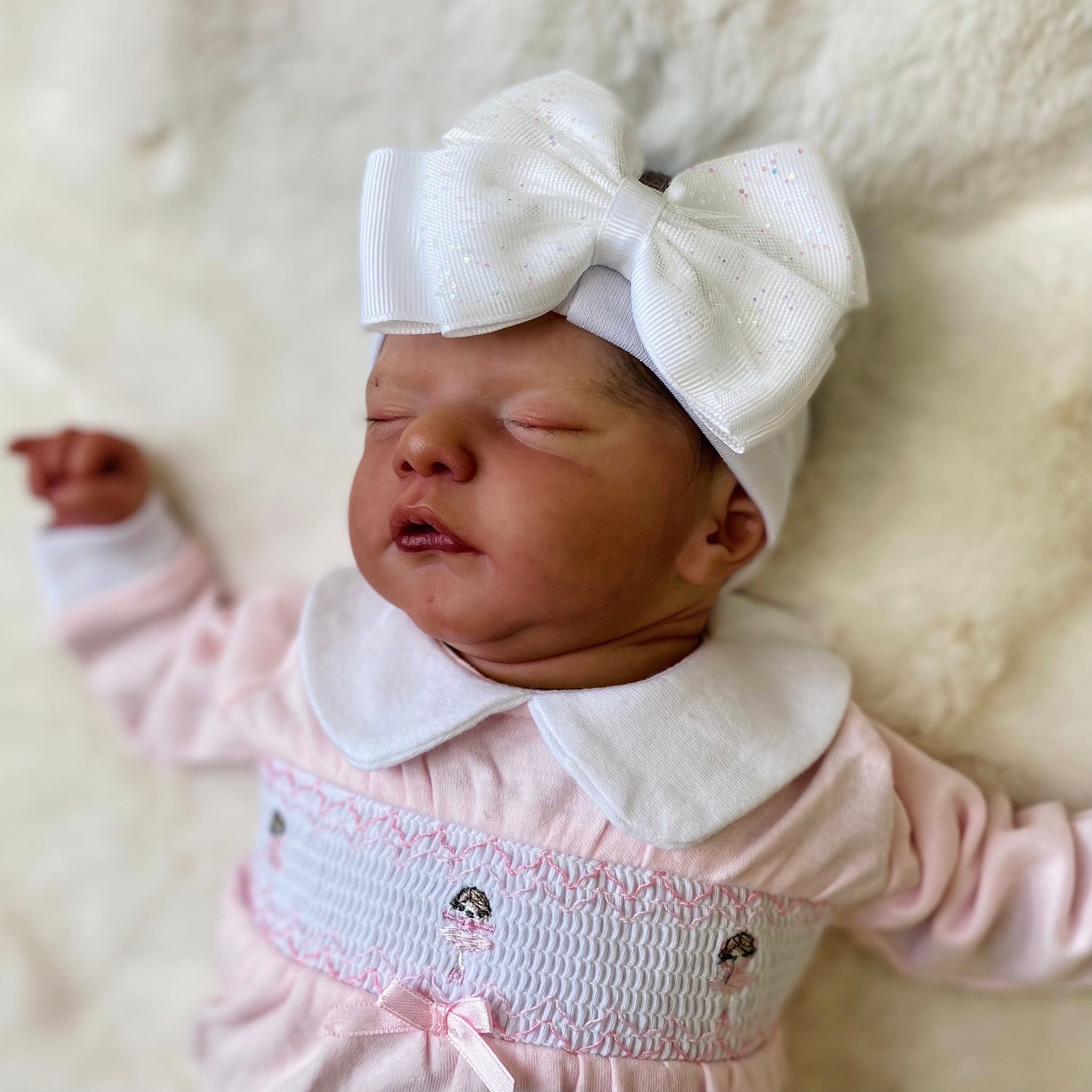 Baby Girl White Bow Headband With Glitter Detailing Millie Ralph