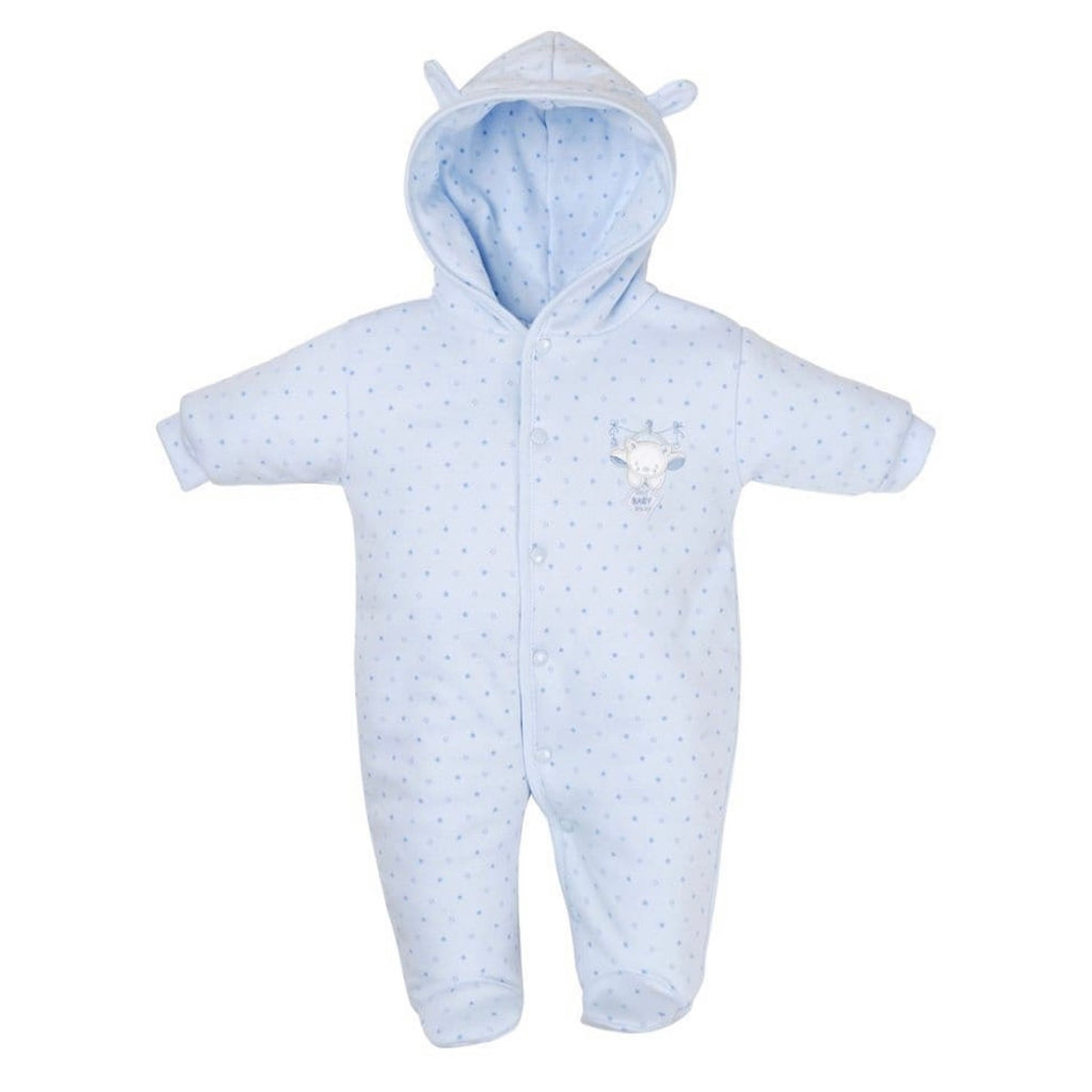 Blue Tiny Bear Cotton Pramsuit