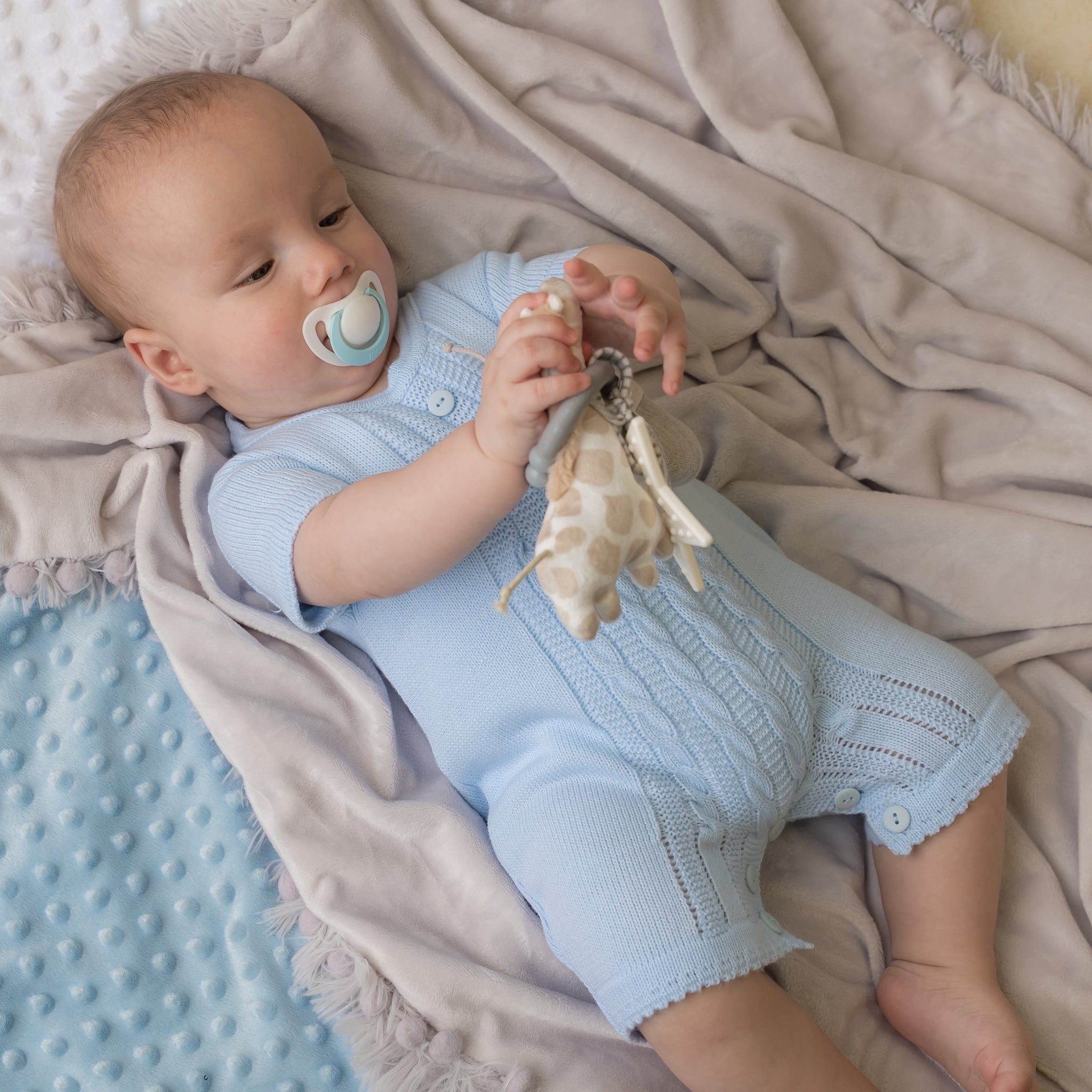 Blue Cable Knitted Romper – Millie Ralph