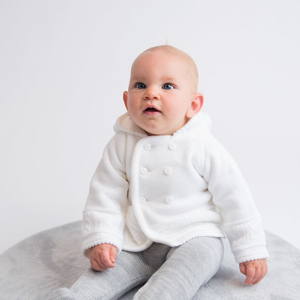 Unisex White Knitted Baby Jacket – Millie & Ralph