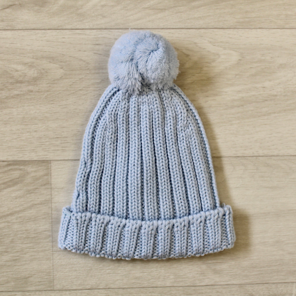 Blue Knitted Pom Hat